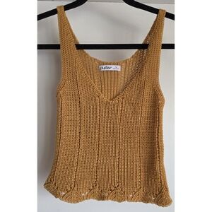 Aster Women's Tank Top Size S Sleeveless Gold Knitted Camisole
